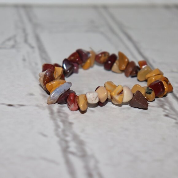 Beautiful mixed natural stone bracelet 7" - Picture 3 of 5